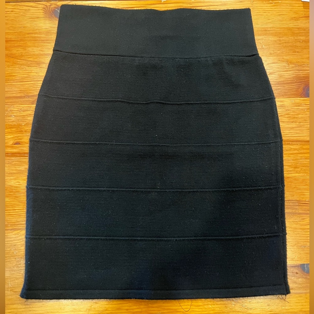 Black Cotton Pencil Skirt